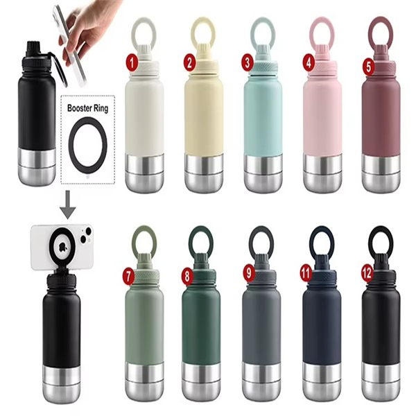 Custom logo 3 in 1 Portable Stainless Steel Pet Feeder Outdoor Travel Bowl Insulated Dog Water Bottl